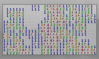Minesweeper game with bombs exposed